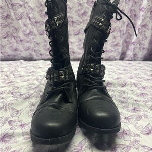 Studded Black Combat Boots